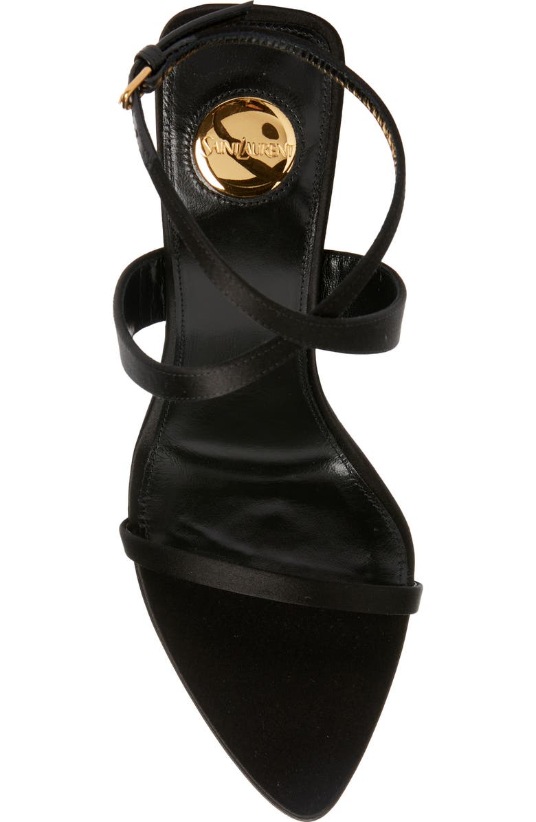 Saint Laurent Sculpted Wedge Sandal, Alternate, color, Noir/ Sun Gold