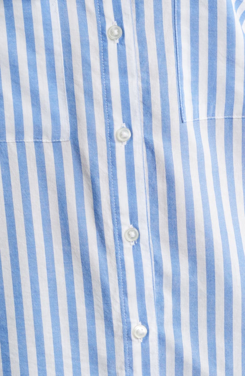 beachlunchlounge Brianna Stripe Cotton Blend Button-Up Shirt, Alternate, color, Blue Iguana
