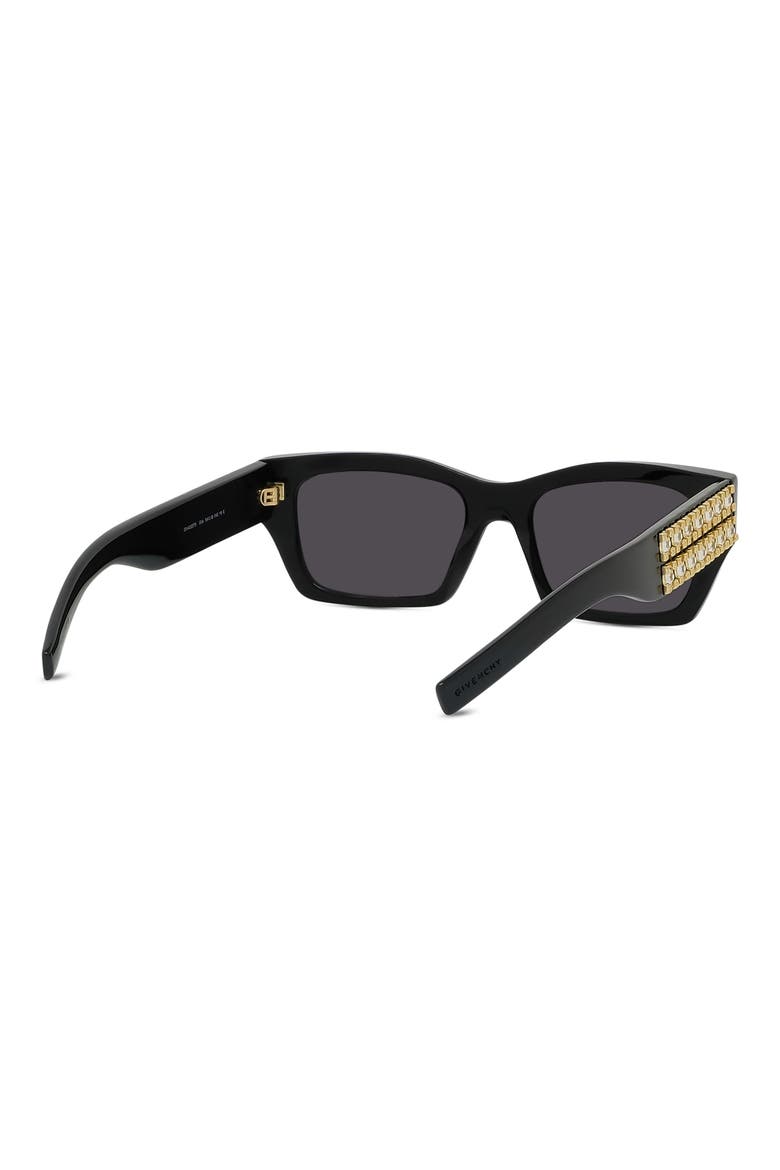 Plumeties 54mm Geometric Sunglasses, Alternate, color, SHINY BLACK / SMOKE