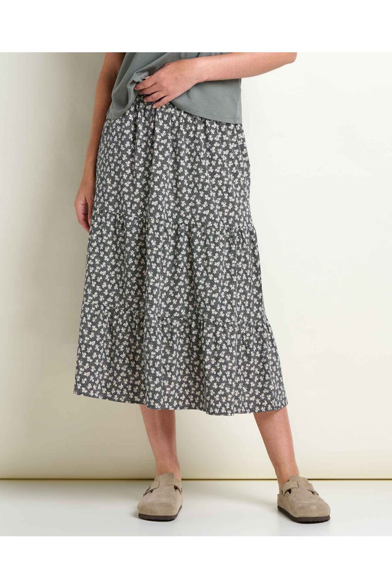 Sunkissed Tiered Midi Skirt, Main, color, Black and Salt Print