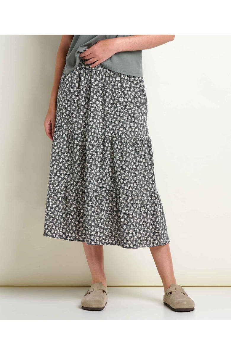Toad & Co Sunkissed Tiered Midi Skirt, Main, color, Black And Salt Print