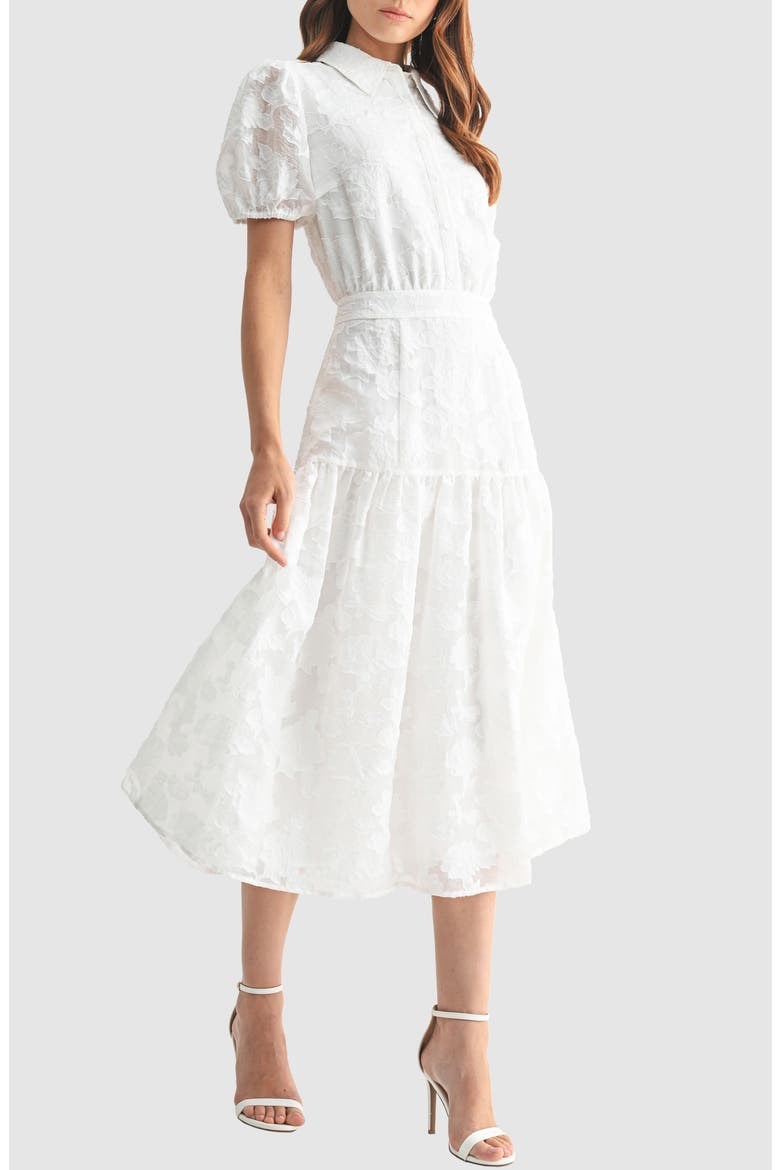 Floral Jacquard Shirtdress, Alternate, color, WHITE
