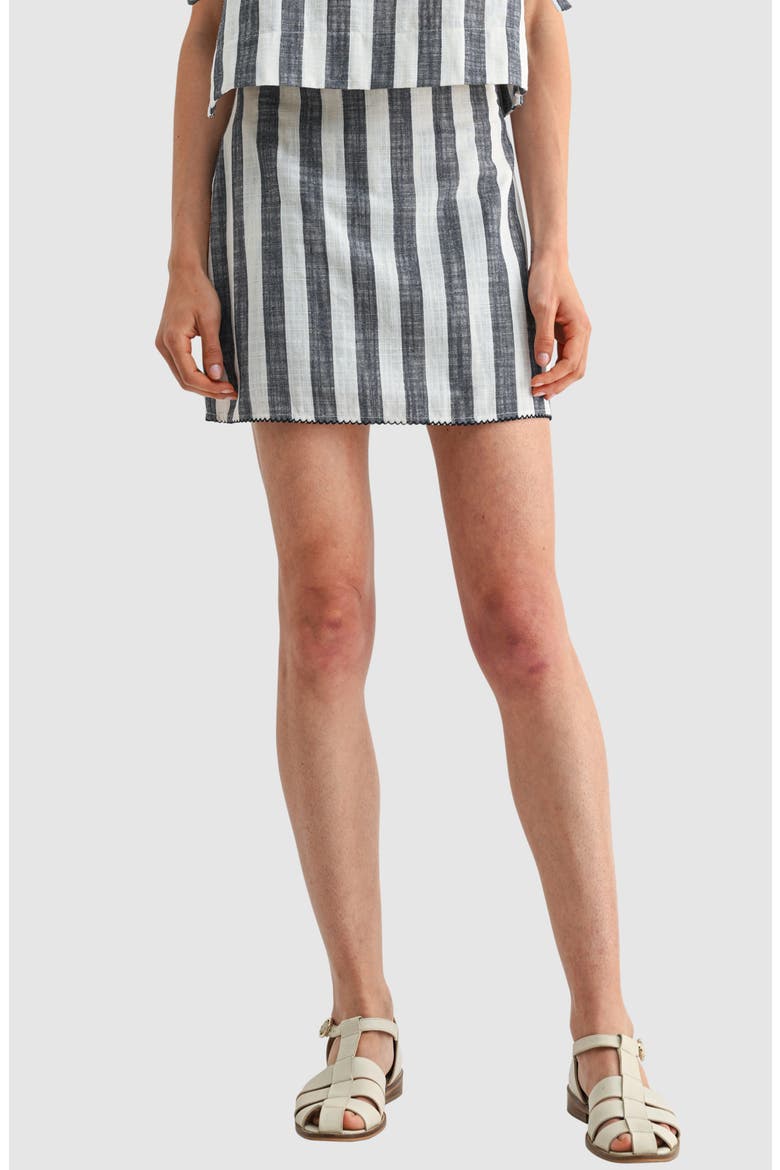 Linen Blend Miniskort, Main, color, NAVY STRIPE