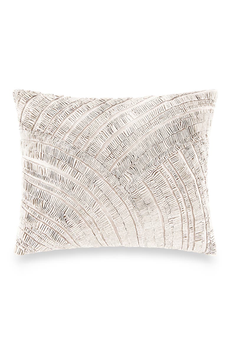 Foil Printed Pleated Cotton & Linen Accent Pillow, Main, color, SILVER / IVORY