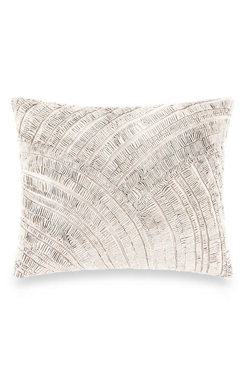 Foil Printed Pleated Cotton & Linen Accent Pillow
