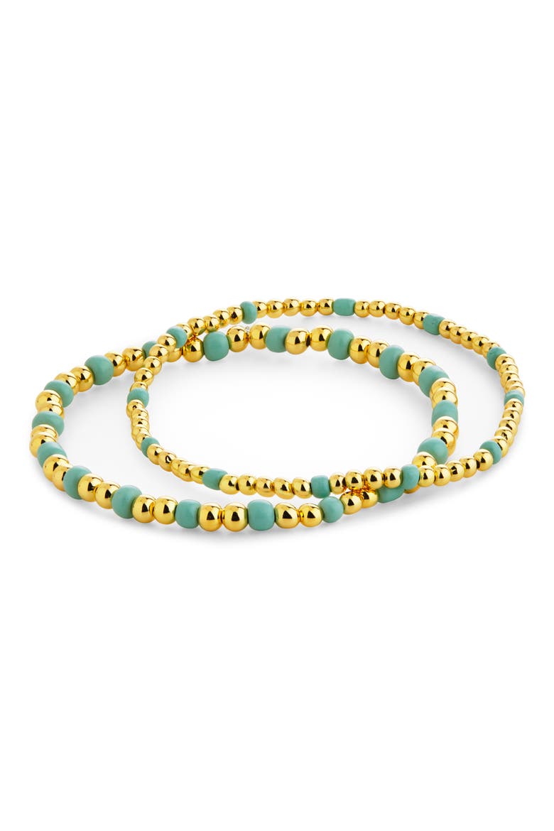 Set of 2 Misty Stretch Beaded Bracelets, Alternate, color, GOLD