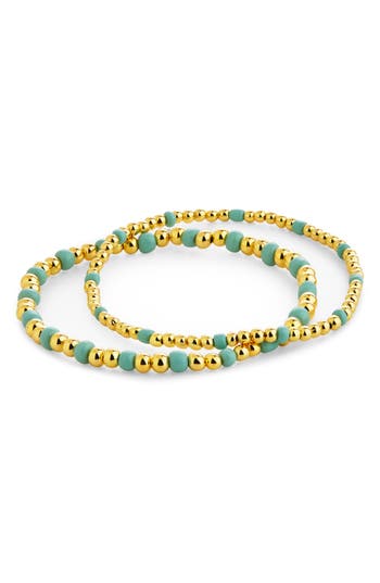 Sterling Forever Misty Beaded Stretch Bracelet Set Of 2