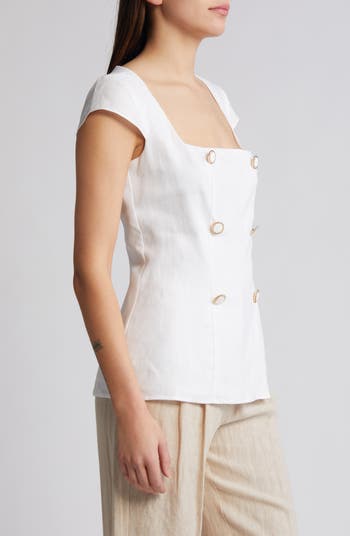 Meela Button Linen Top