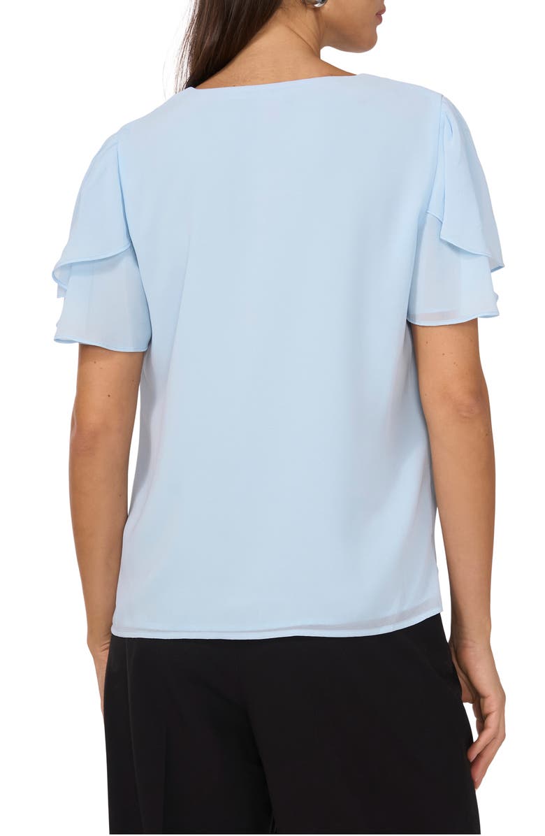 Vince Camuto V-Neck Tulip Sleeve Chiffon Top, Alternate, color, Frozen