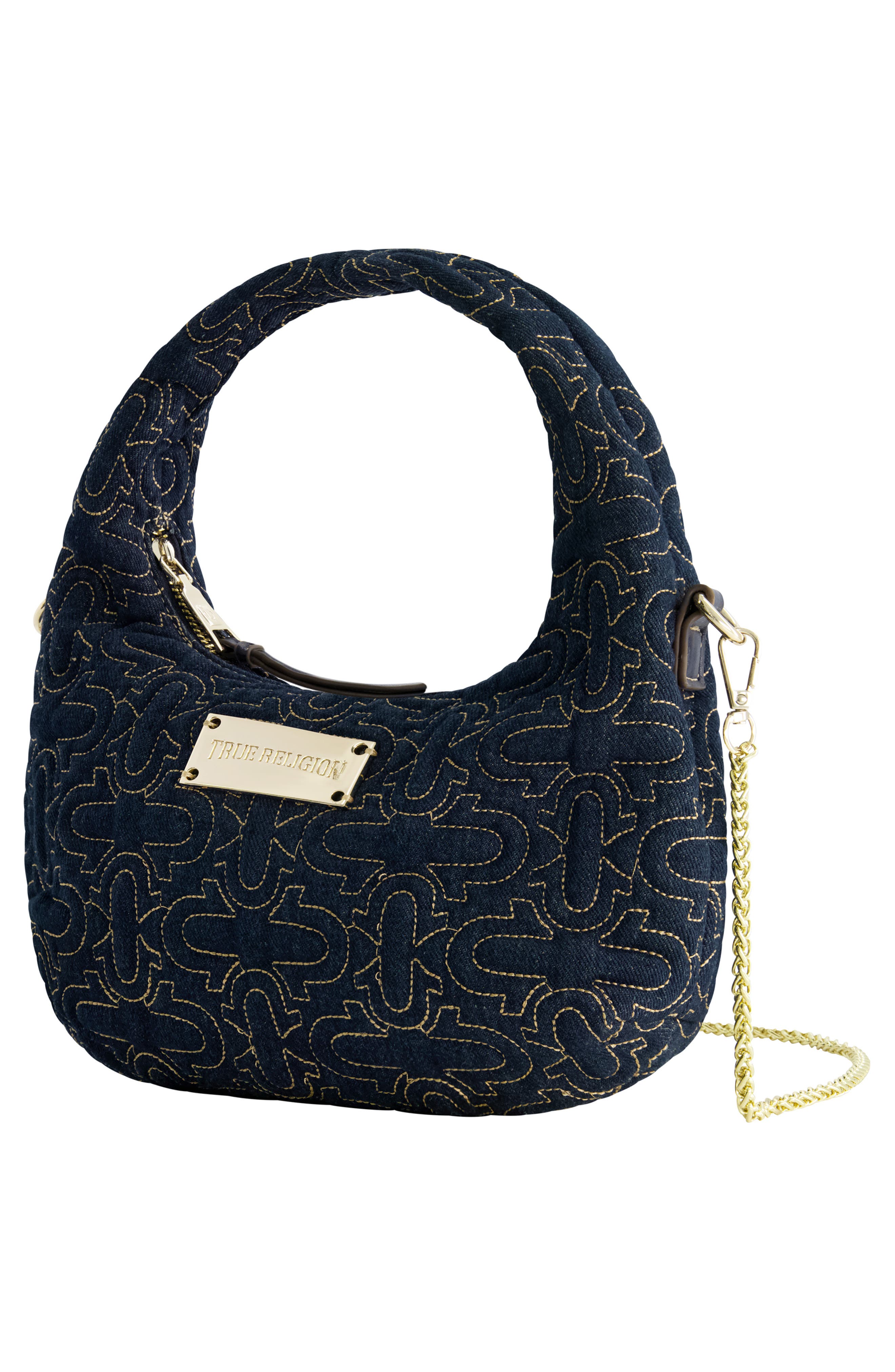 True Religion Quilted Hand Bag, Alternate, color, Denim