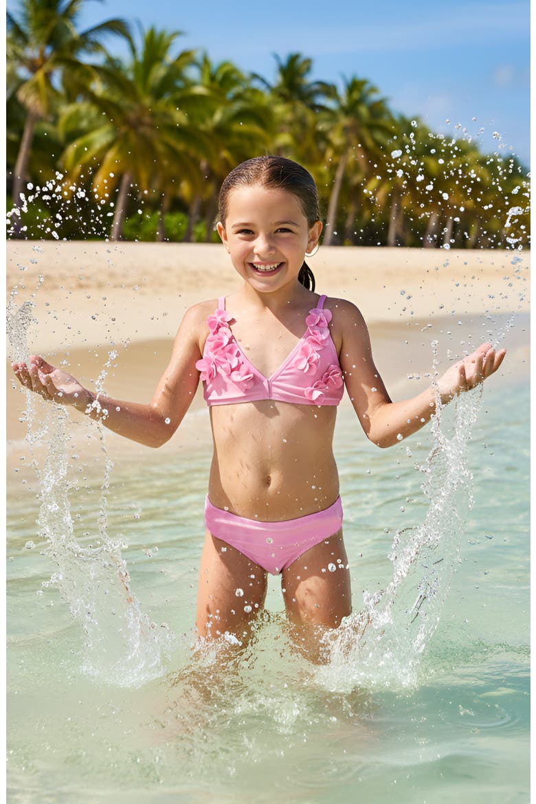 Rosette Triangle Bikini, Alternate, color, Pink