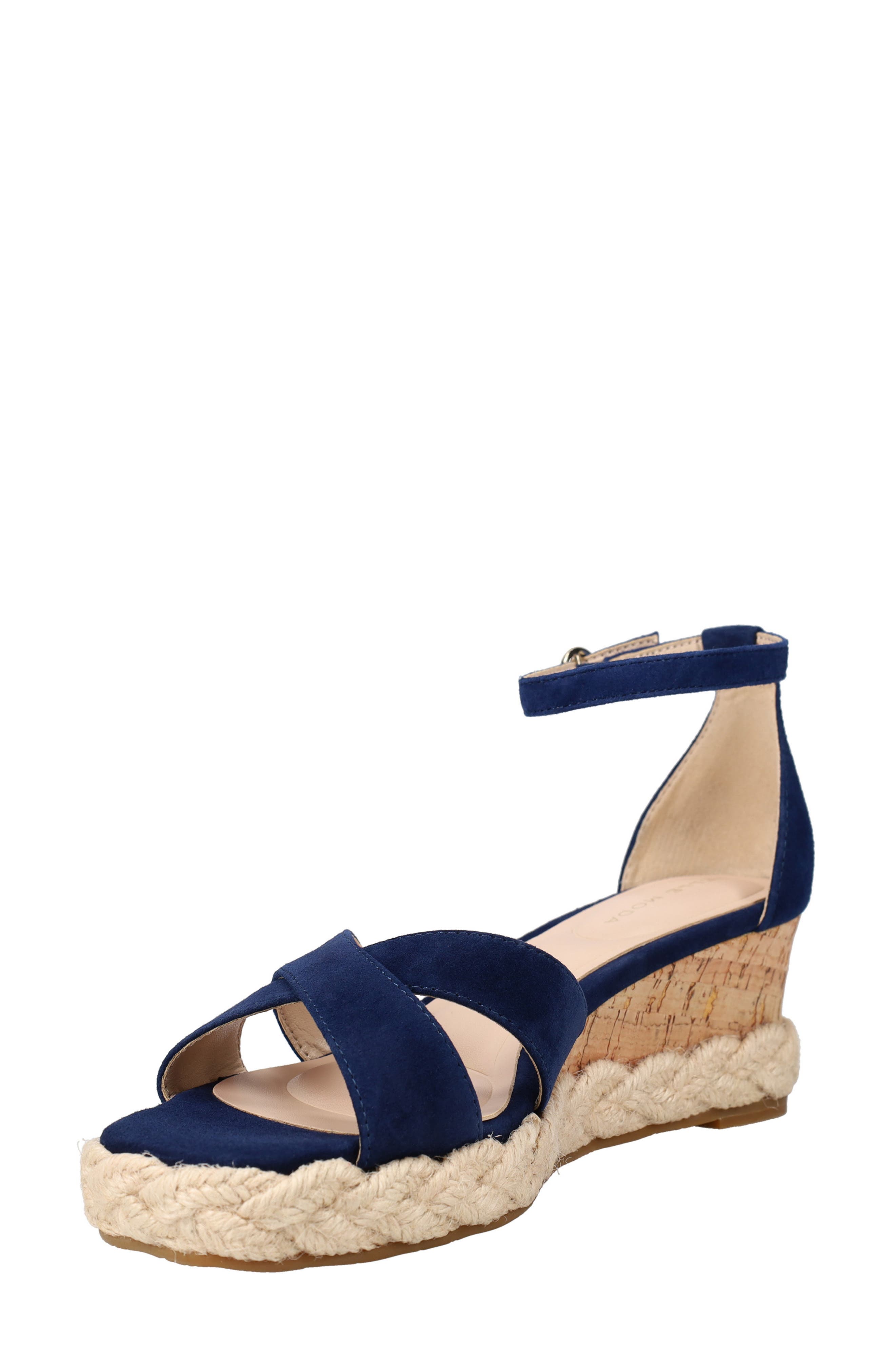 Pelle Moda Pippen Ankle Strap Wedge Slide Sandal, Alternate, color, Midnight