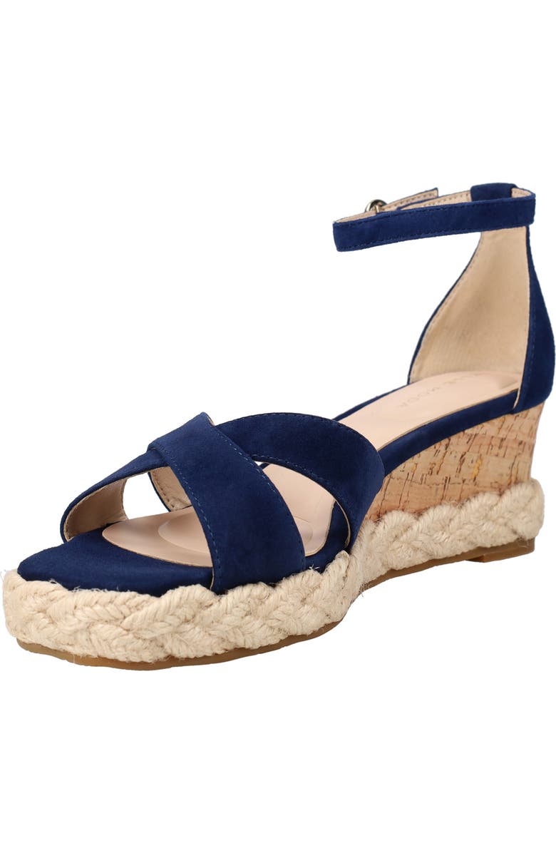 Pelle Moda Pippen Ankle Strap Wedge Slide Sandal, Alternate, color, Midnight