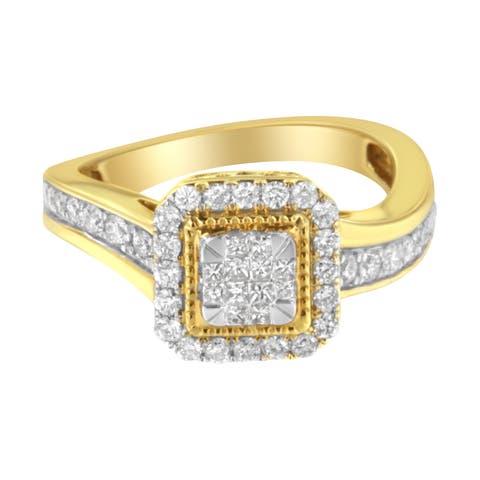 10KT Yellow Gold 5/8 cttw Diamond Cocktail Ring