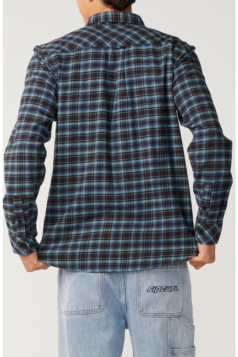 Check Cotton Button-Up Shirt, Alternate, color, WASHED BLACK
