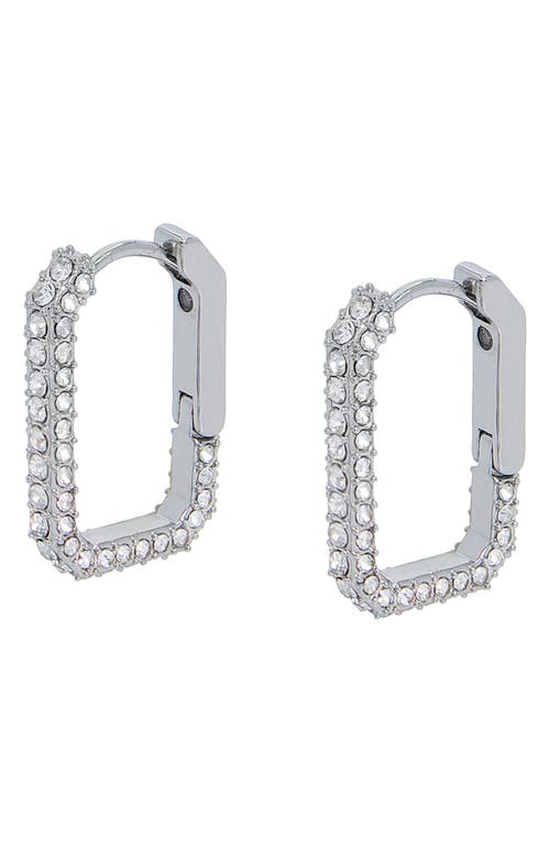 Allsaints Pavé Crystal Geometric Link Hoop Earrings In Metallic