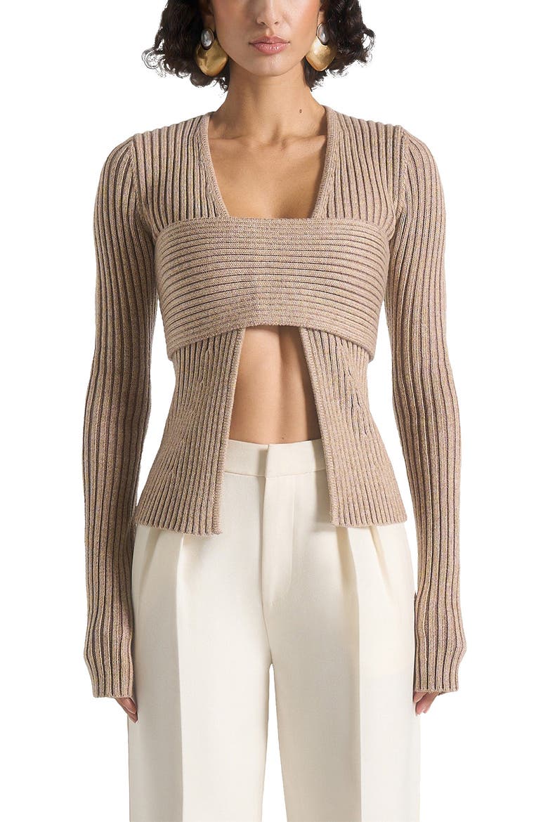 Marisa 2-In-1 Knit Bandeau Cardigan, Main, color, Taupe