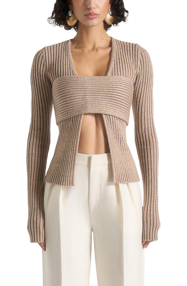 Manière De Voir Marisa 2-In-1 Knit Bandeau Cardigan, Main, color, Taupe