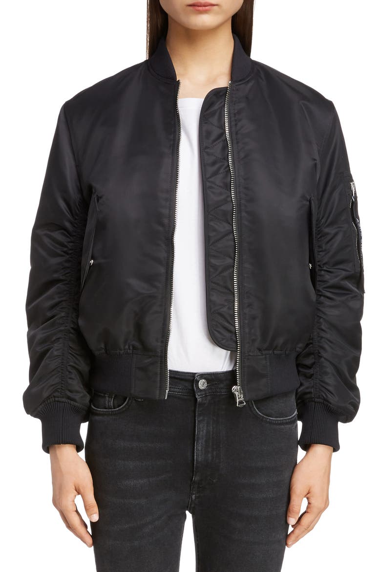 Oda Nylon Bomber Jacket, Main, color, BLACK