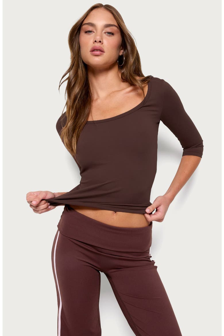 Desi Three-Quarter-Sleeve Top, Alternate, color, BROWN