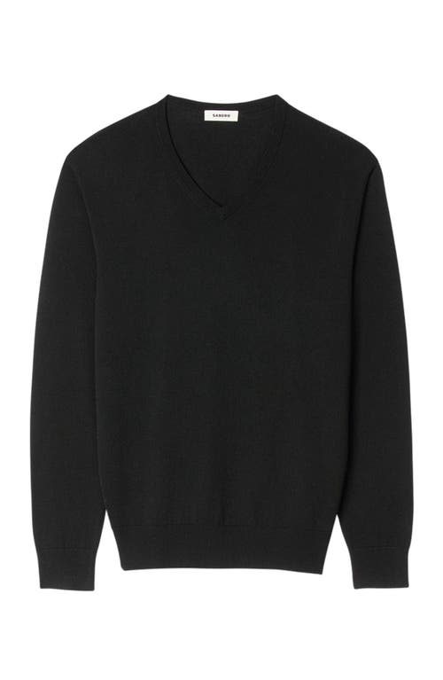 Sandro V-neck Wool Sweater In Black
