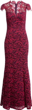 Eliza J Illusion Yoke Lace Trumpet Gown