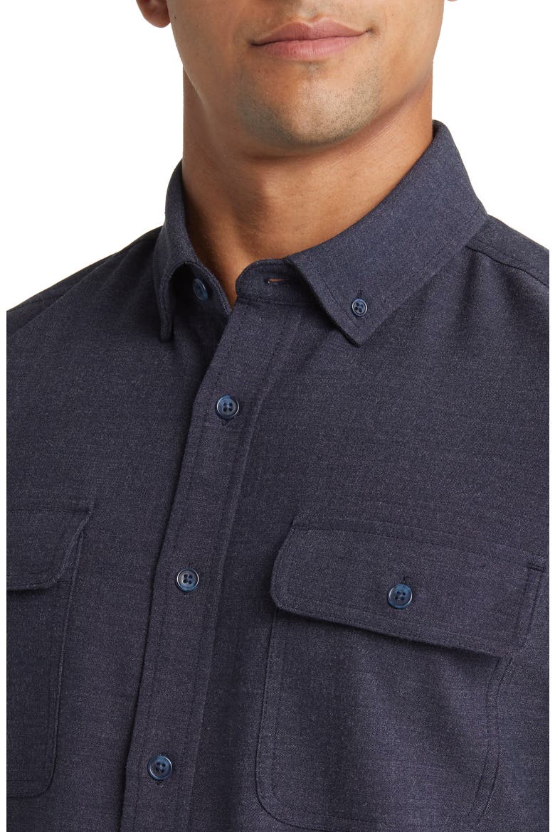 City Trim Fit Stretch Flannel Button-Down Shirt, Alternate, color, BLUE