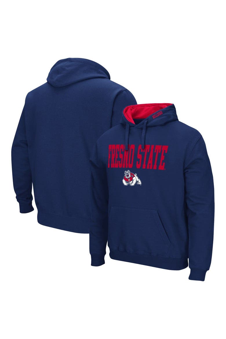 Men's Colosseum Navy Fresno State Bulldogs Arch and Logo Pullover Hoodie, Main, color, Navy