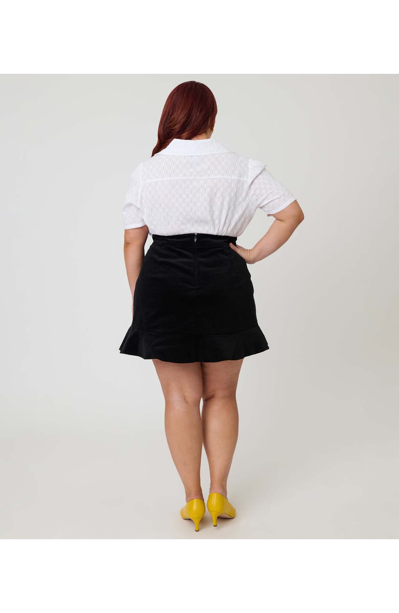 Smak Parlour Plus Size Flounce Mini Skirt, Alternate, color, Black W/ Daisy Pocket