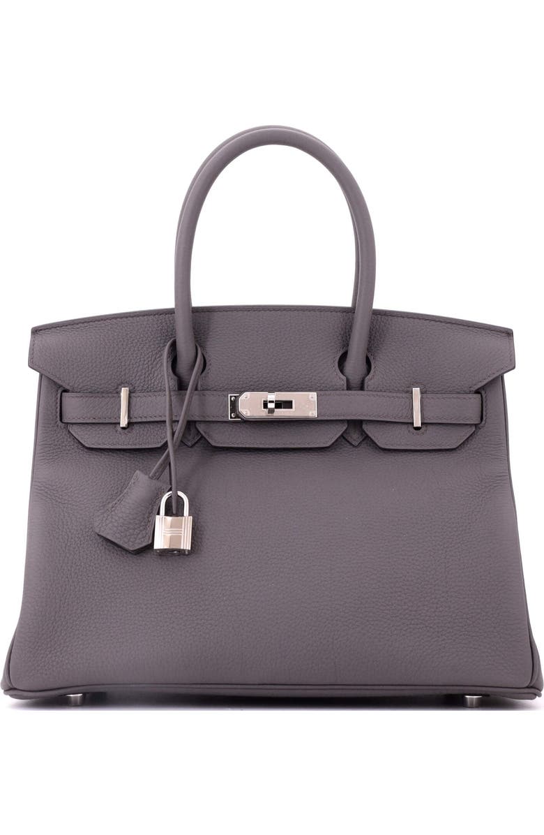 Pre-Owned Hermes Birkin Handbag Grey Togo with Palladium Hardware 30, Main, color, Etain