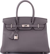 Pre-Owned Hermes Birkin Handbag Grey Togo with Palladium Hardware 30