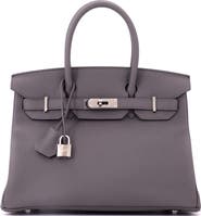 Pre-Owned Hermes Birkin Handbag Grey Togo with Palladium Hardware 30