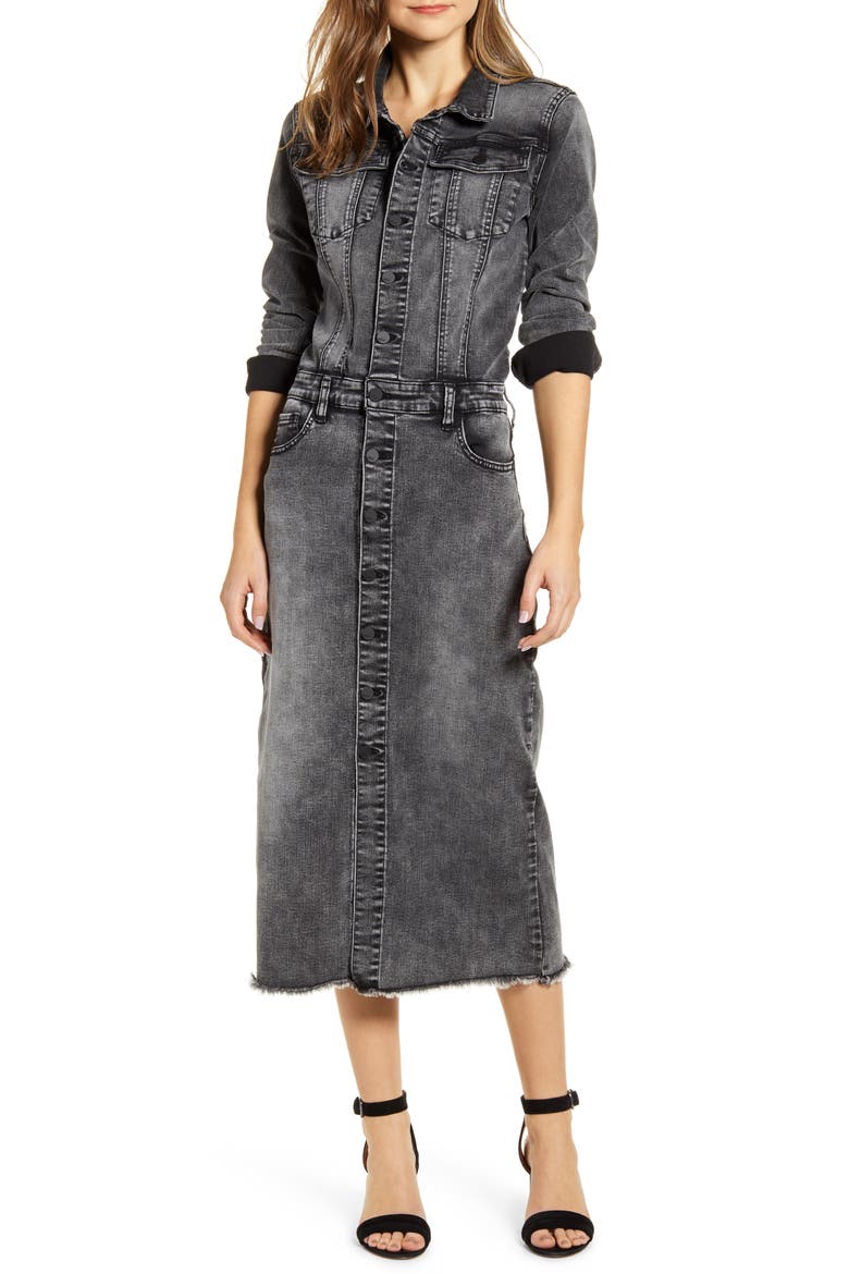 Piece Dyed Denim Dress, Main, color, GREY