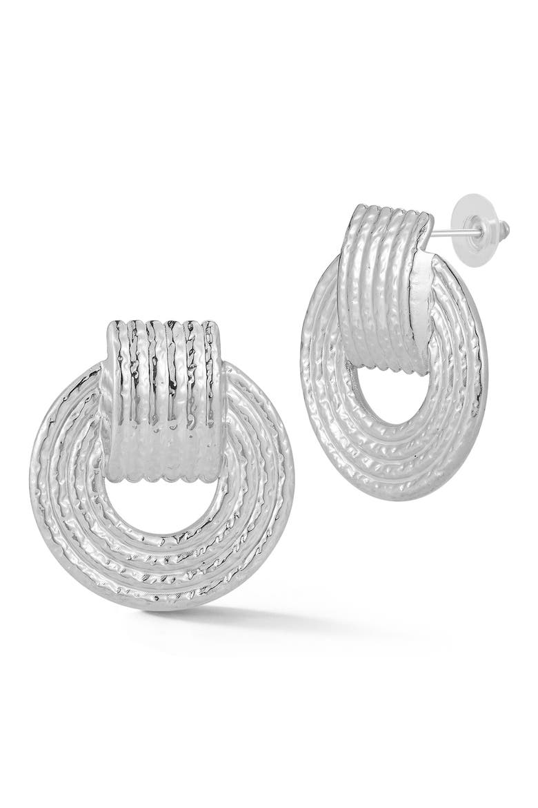 Ribbed Frontal Hoop Earrings, Main, color, SILVER