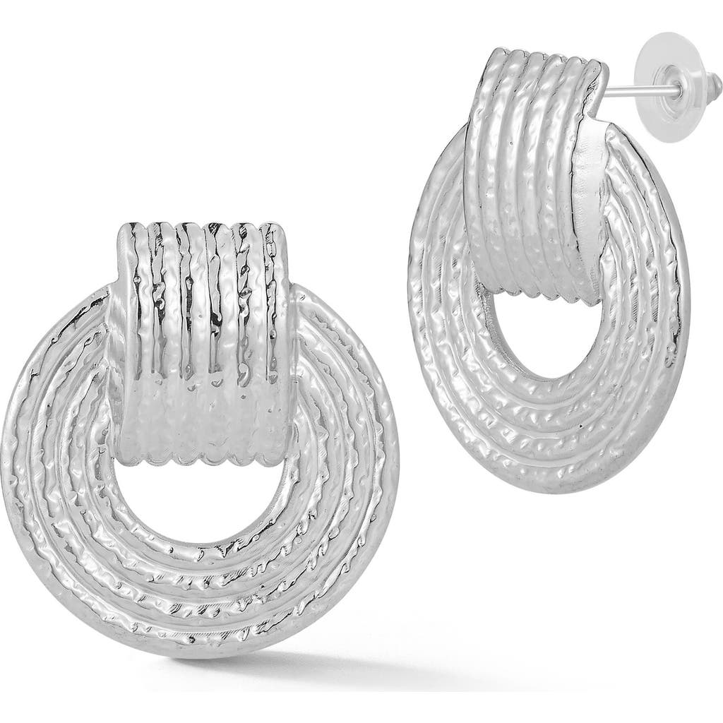 Sphera Milano Plated Round Ribbed Earrings