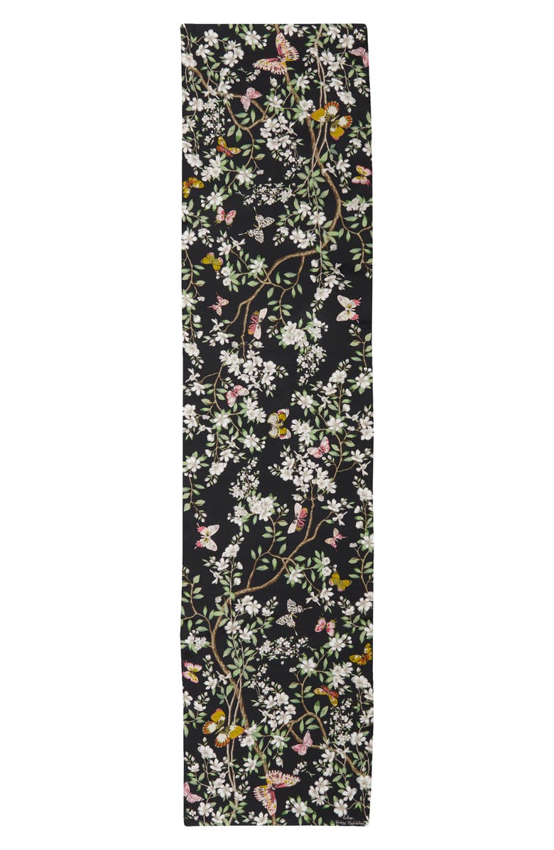 Echo Spring Unfolding Silk Oblong Scarf, Alternate, color, Black