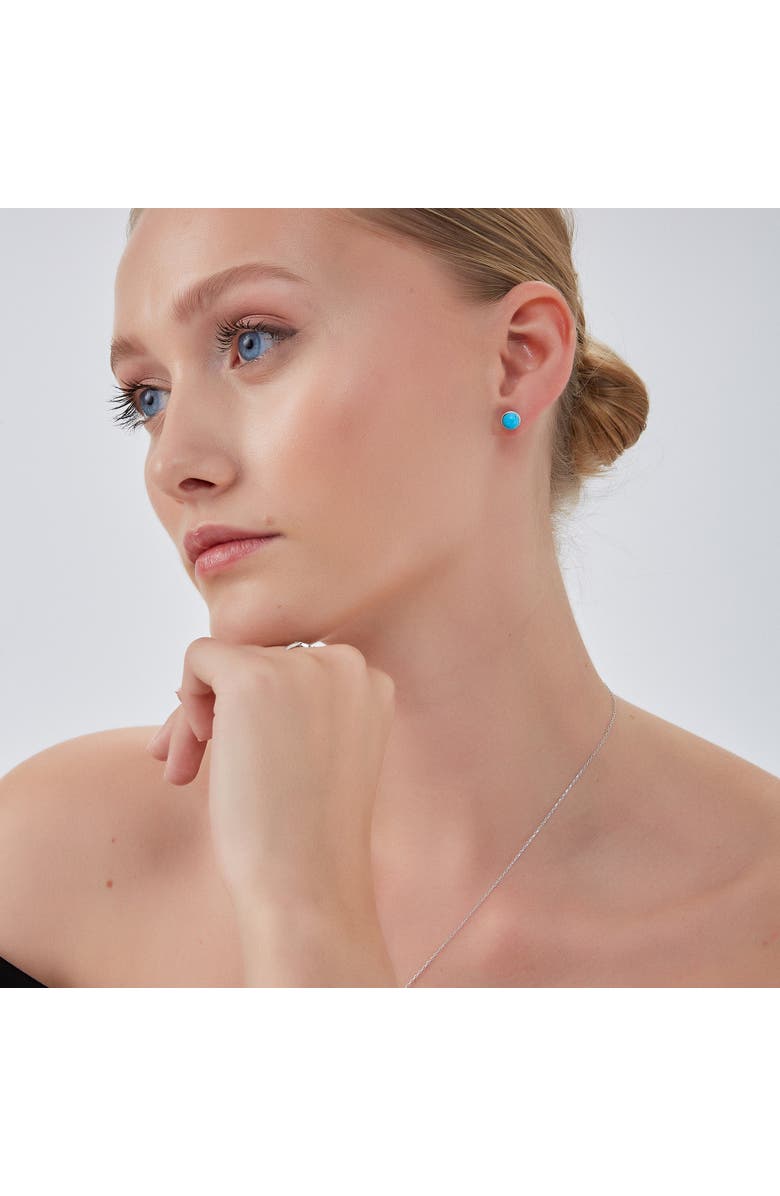 Spero London Blue Turquoise Dome Sterling Silver Stud Earrings, Alternate, color, Silver