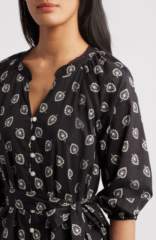 Caslonr Caslon(r) Print Cotton Minidress In Black- Ivory