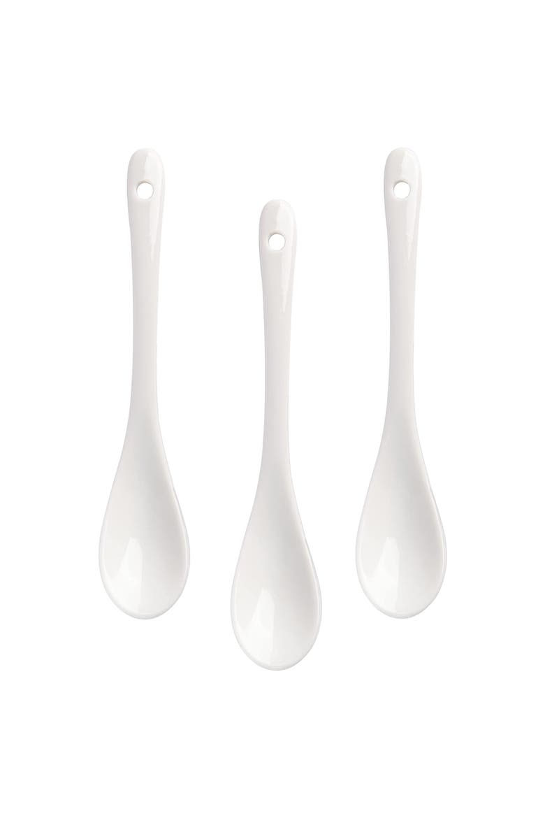 Gracious Dining 10 Piece Fine Ceramic Condiment Jars with Lids and Spoons, Alternate, color, White