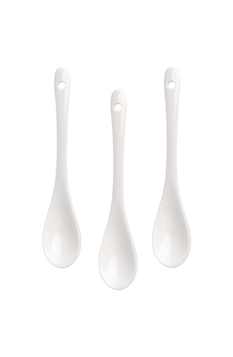 Gibson Gracious Dining 10 Piece Fine Ceramic Condiment Jars with Lids and Spoons, Alternate, color, White