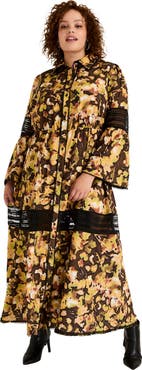 June + Vie Lace-Panelled Midi Shirt Dress