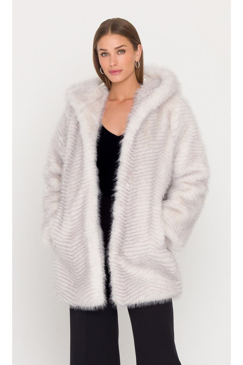 Eden Faux Fur Coat, Alternate, color, Cream W/ Grey Tip