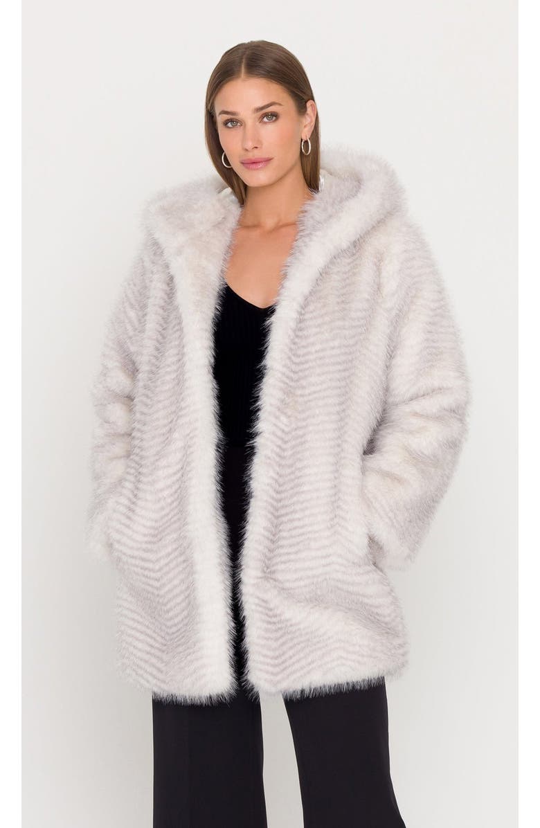 Generation Love Eden Faux Fur Coat, Alternate, color, Cream W/ Grey Tip