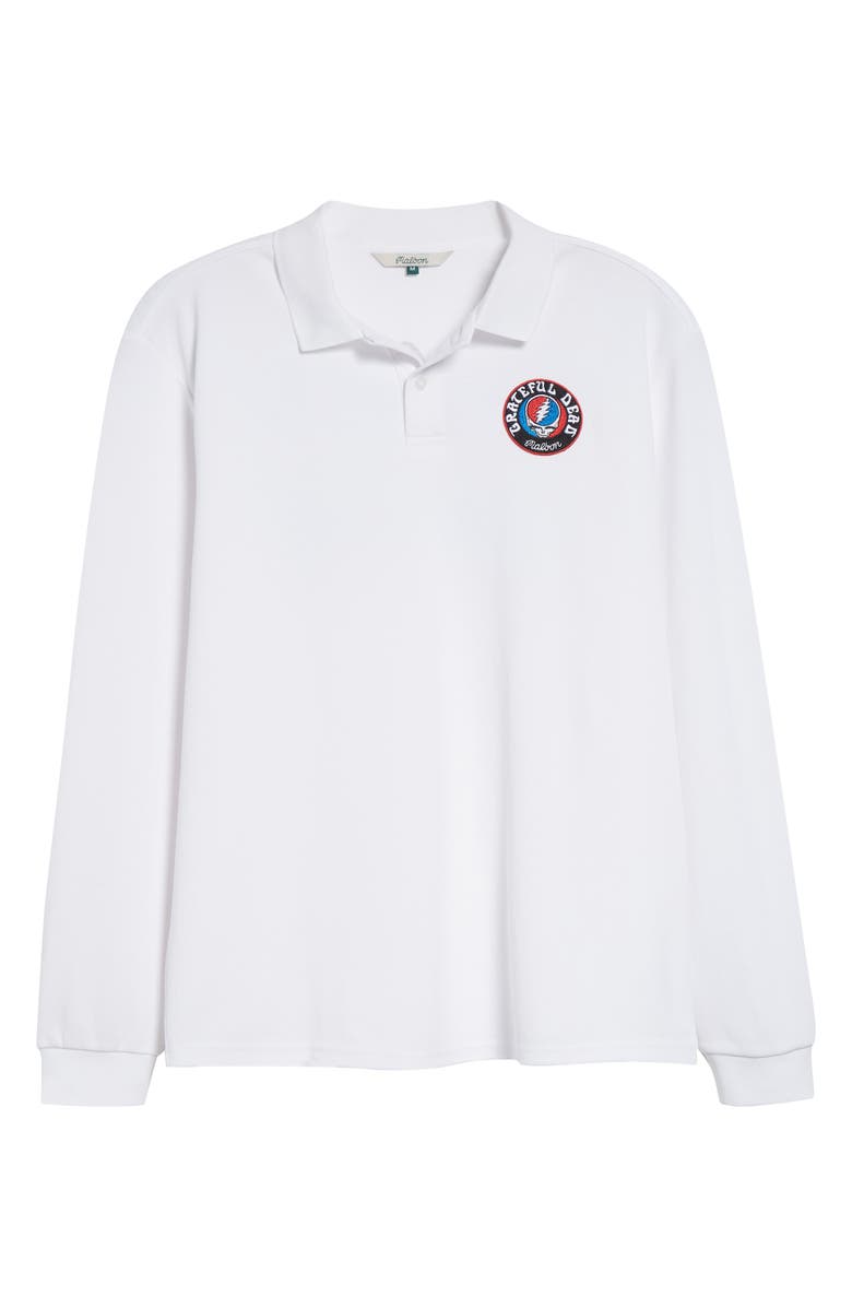 Malbon Golf Grateful Dead Stealie Long Sleeve Polo, Main, color, White