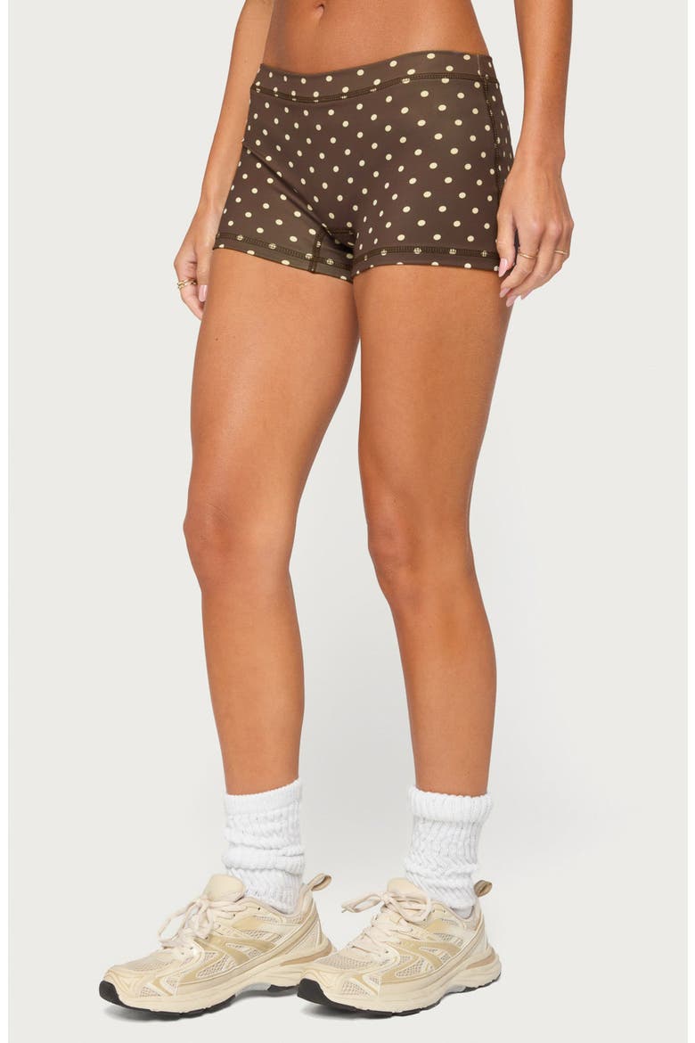 Lisah Polka Dot Micro Shorts, Alternate, color, BROWN-AND-YELLOW