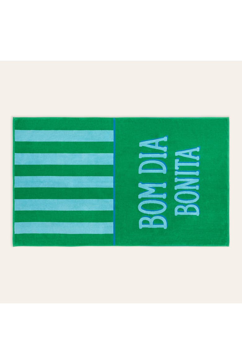 Tabea Bonita Jacquard %100 Cotton Velvet Beach Resort Style, Main, color, Green- Blue