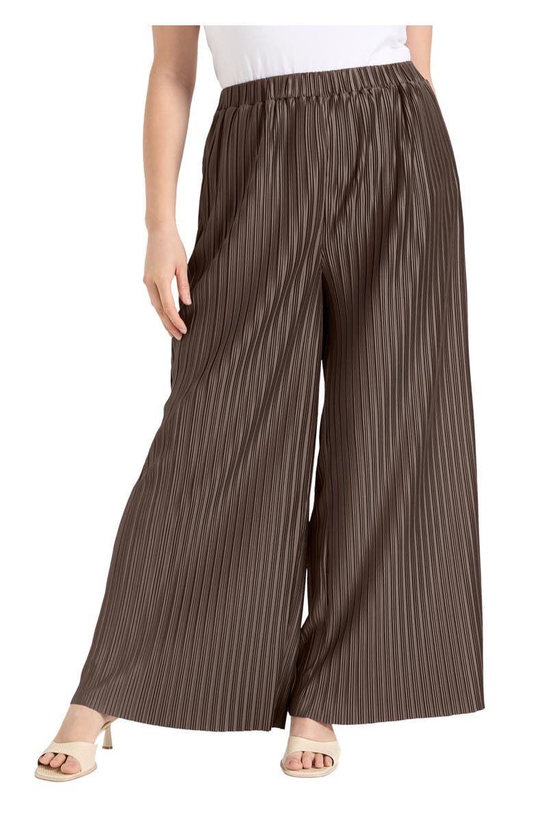 June + Vie Plisse High-Rise Pants, Main, color, Potting Soil