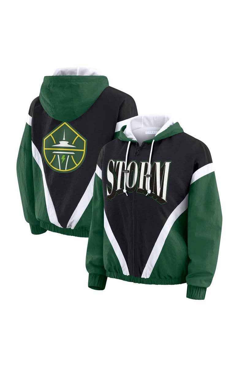 WEAR by Erin Andrews Women's WEAR by Erin Andrews Green/Black Seattle Storm Colorblock Full-Zip Hoodie Windbreaker Jacket, Main, color, 