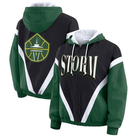 Women's WEAR by Erin Andrews Green/Black Seattle Storm Colorblock Full-Zip Hoodie Windbreaker Jacket