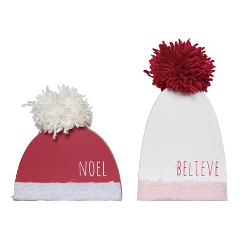 Multicolor Christmas Tabletop Block Decor Set of 2 Festive